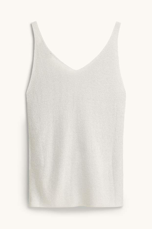 Femmes - Haut - effet brillant - blanc / argent