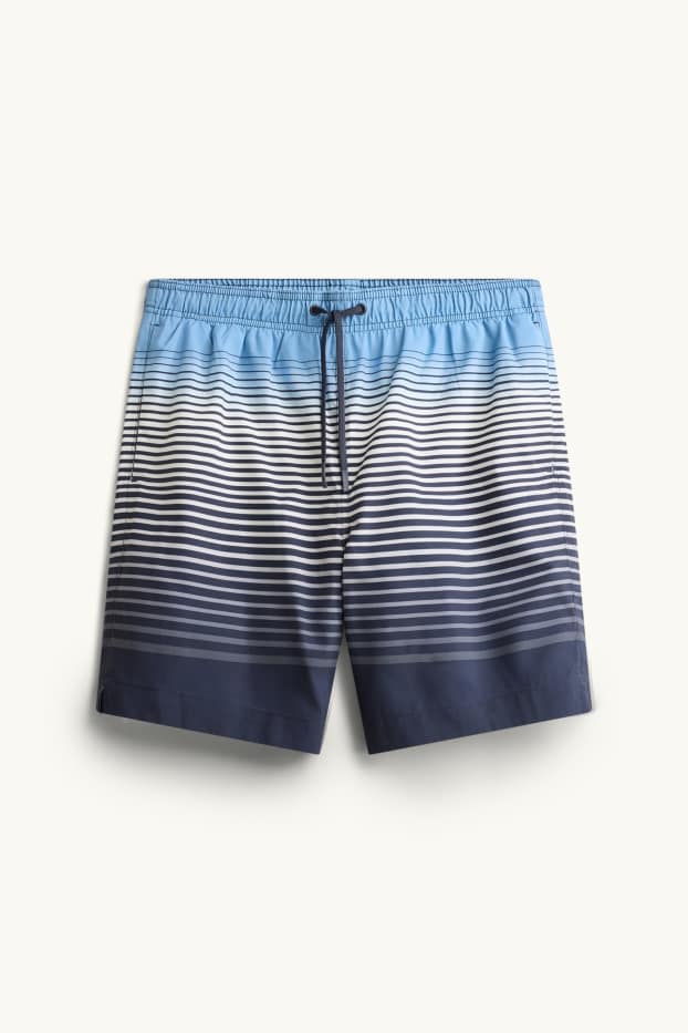 Herren - Badeshorts - gestreift - gemustert - blau  / schwarz