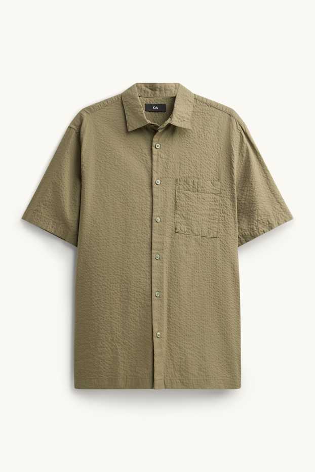 Bărbați - Cămașă - regular fit - guler Kent - verde