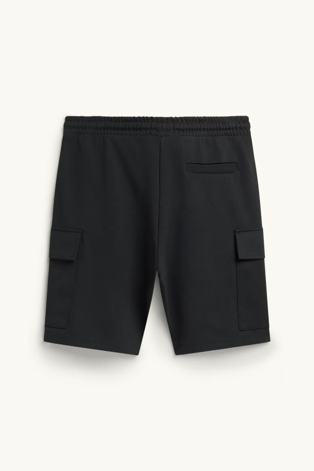 Hommes - Short cargo en molleton - noir