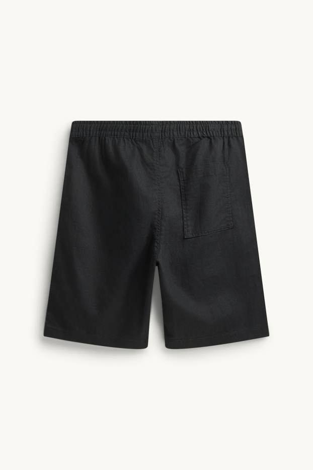Herren - Shorts - Leinen-Mix - schwarz