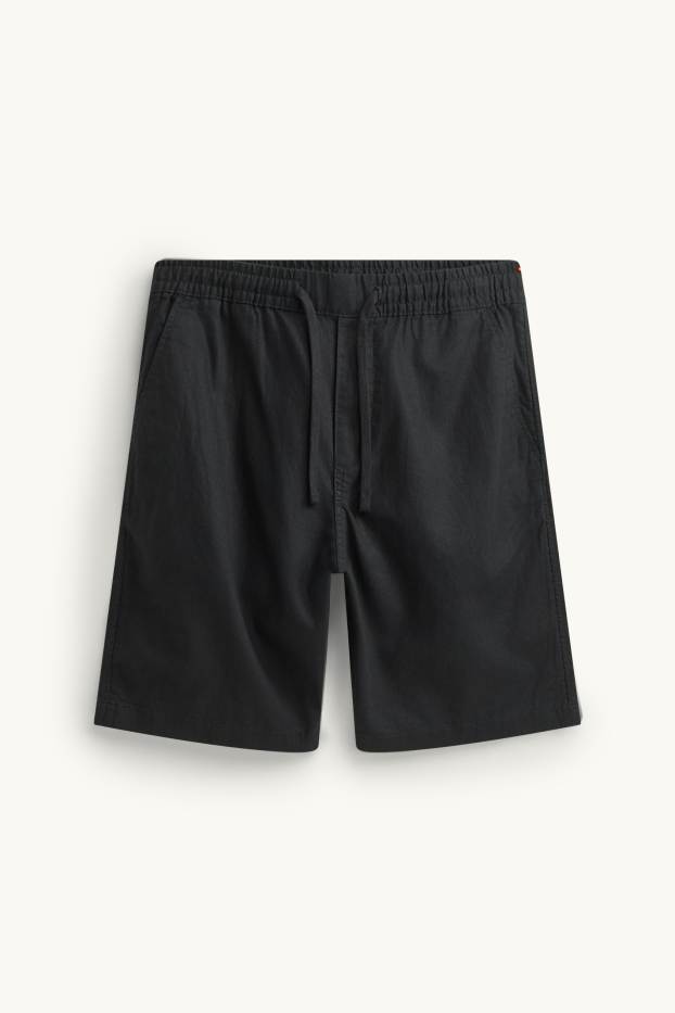 Herren - Shorts - Leinen-Mix - schwarz