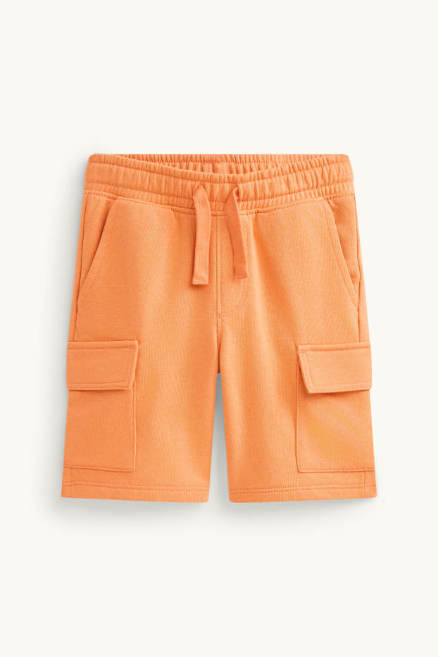 Enfants garçons - Short cargo en molleton - orange
