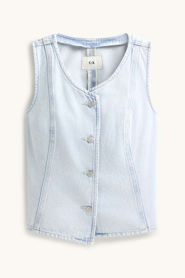 Femmes - Gilet sans manches en jean - cintré - bleu clair