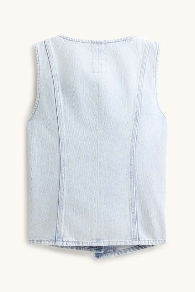 Femmes - Gilet sans manches en jean - cintré - bleu clair