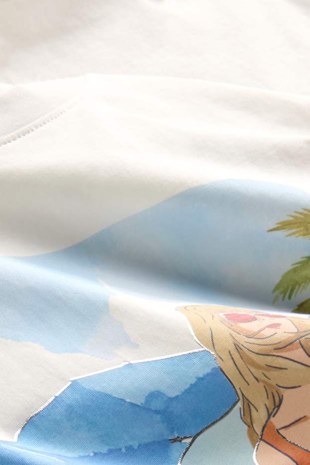 Donna - T-shirt - relaxed fit - effetto brillante - bianco