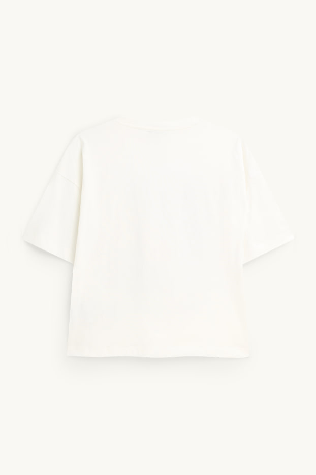 Dames - T-shirt - relaxed fit - glanseffect - wit