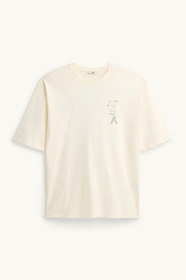 Dámské - Tričko - relaxed fit - krémové barvy