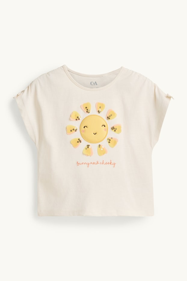 Kinderen: meisjes - Zon - T-shirt - crèmekleurig