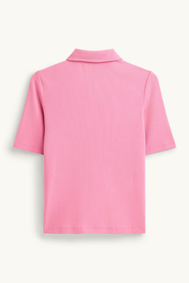 Damen - Poloshirt - Regular Fit - gerippt - pink