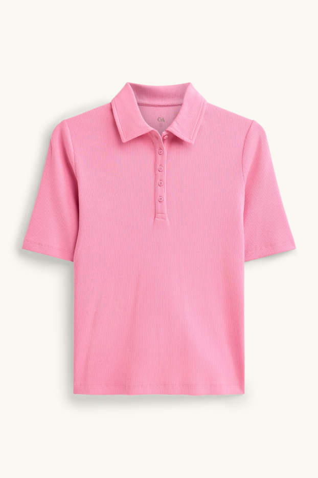 Damen - Poloshirt - Regular Fit - gerippt - pink