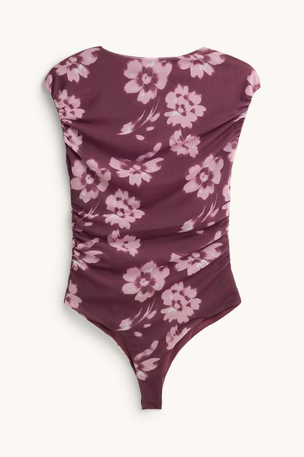 Femmes - Body - filet - à fleurs - violet