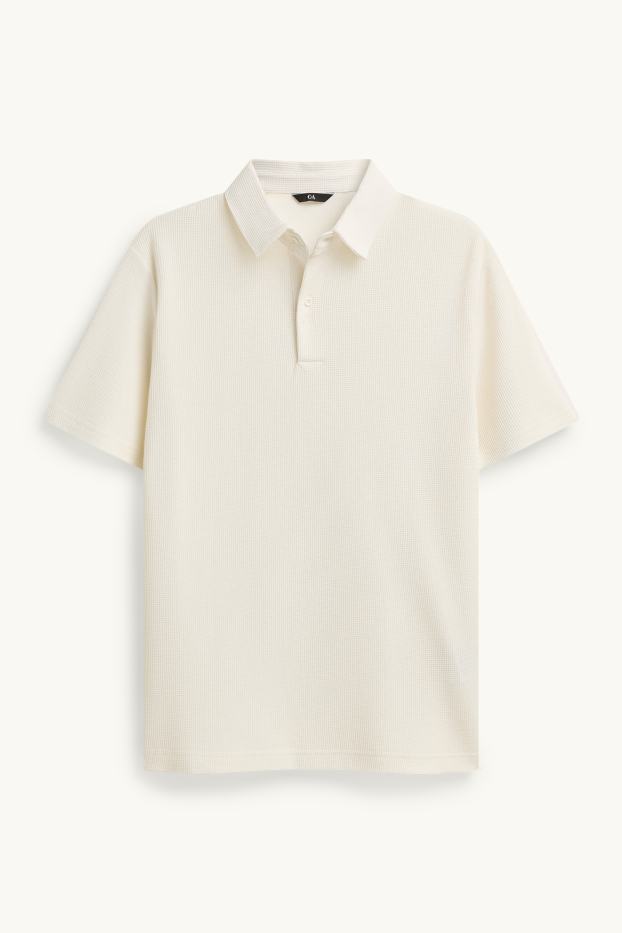 Bărbați - Tricou polo - regular fit - structurat - crem