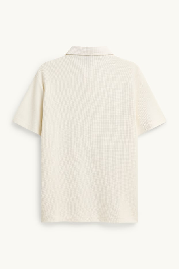 Bărbați - Tricou polo - regular fit - structurat - crem