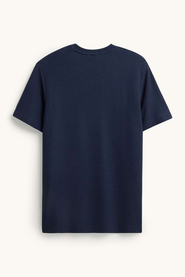 Herren - T-Shirt - Regular Fit - strukturiert - dunkelblau