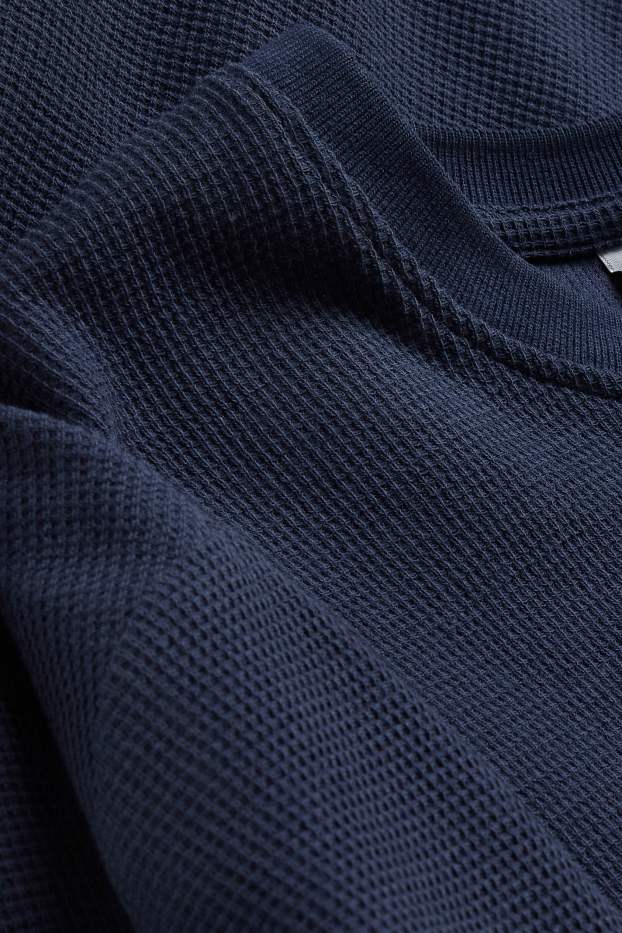 Herren - T-Shirt - Regular Fit - strukturiert - dunkelblau