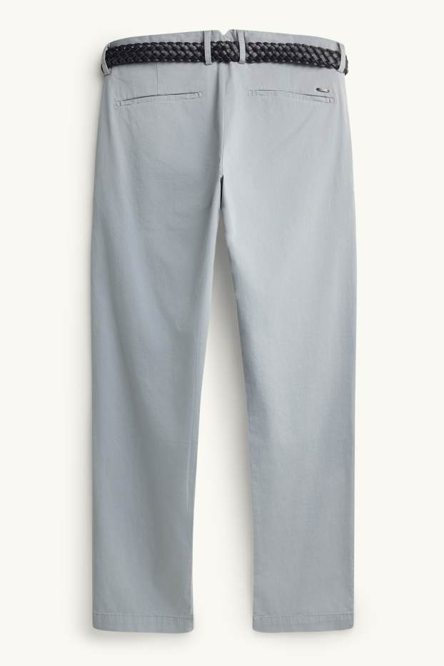 Men - Chinos with belt - gray