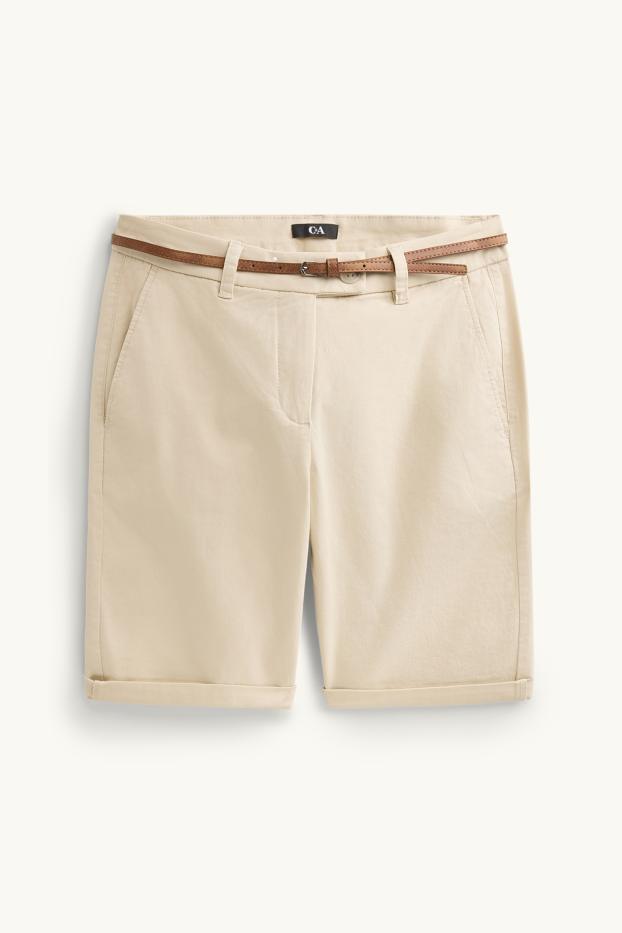 Femmes - Bermudas à ceinture - mid waist - beige