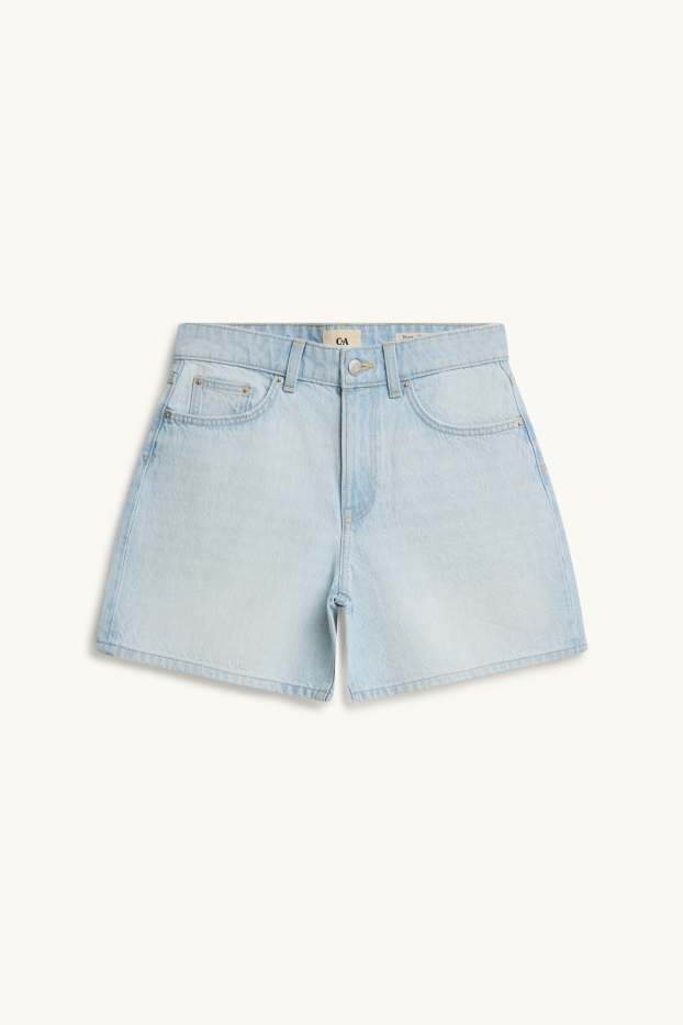 Dames - Bermuda van spijkerstof - mid waist - jeanslichtblauw