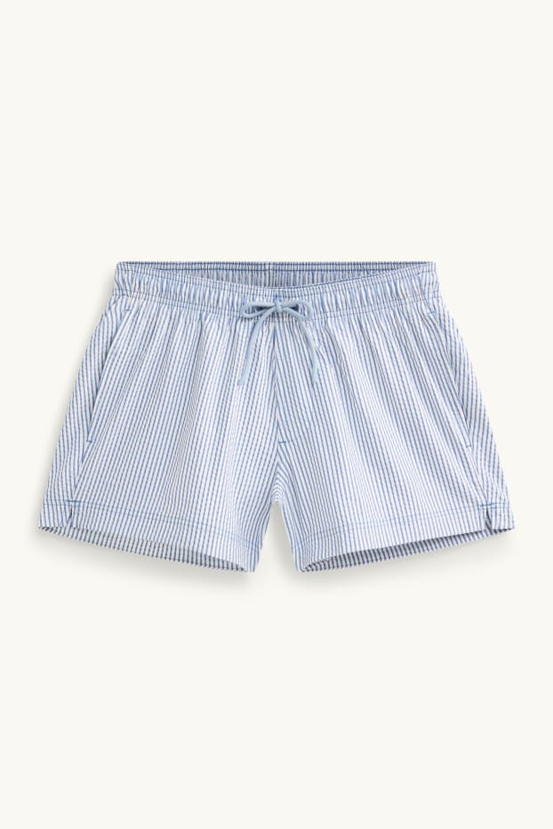 Heren - Zwemshort - met structuur - blauw / wit