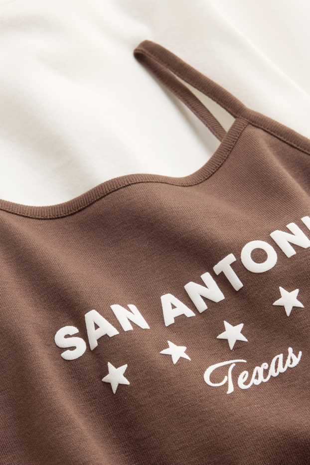 Children Girls - Set - top and short sleeve T-shirt - 2 piece - brown