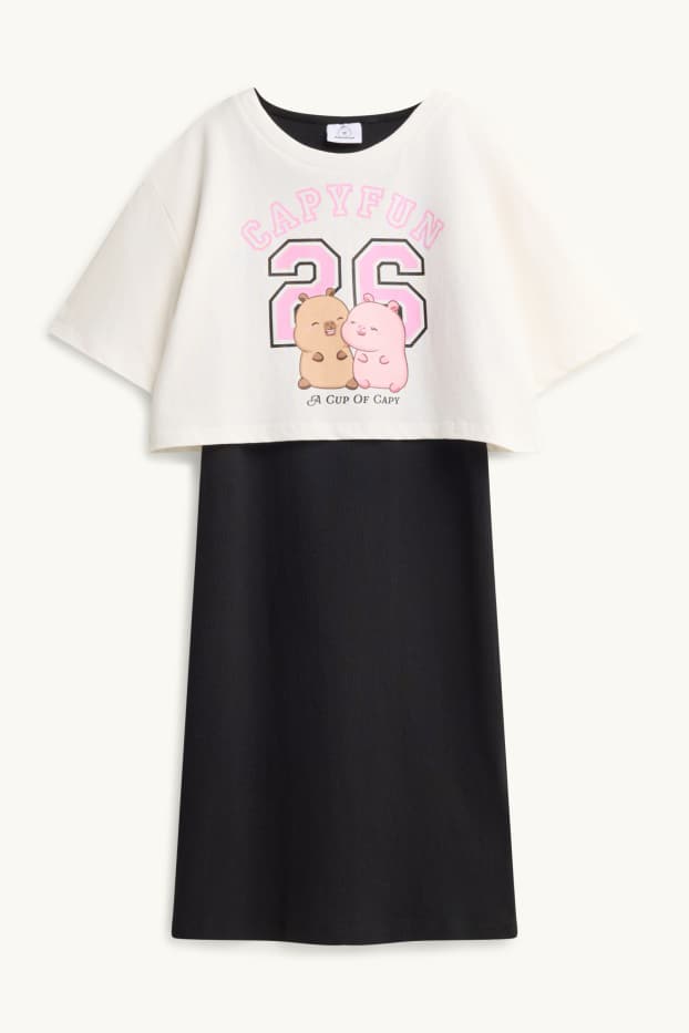 Nena - CapyFun- conjunt - samarreta de màniga curta i vestit - 2 peces - blanc/negre