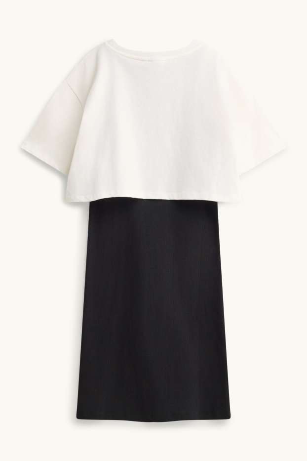 Nena - CapyFun- conjunt - samarreta de màniga curta i vestit - 2 peces - blanc/negre