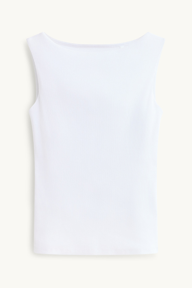 Femmes - Haut - finition côtelée - blanc