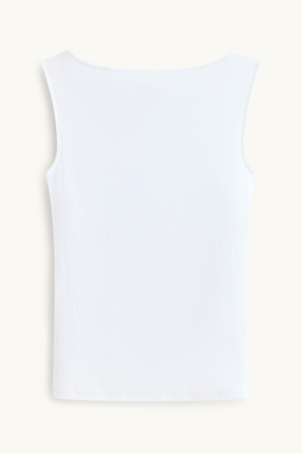 Femmes - Haut - finition côtelée - blanc