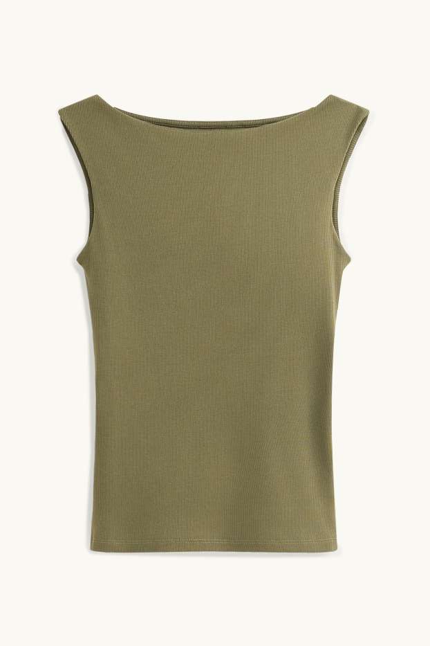 Femmes - Haut - finition côtelée - vert