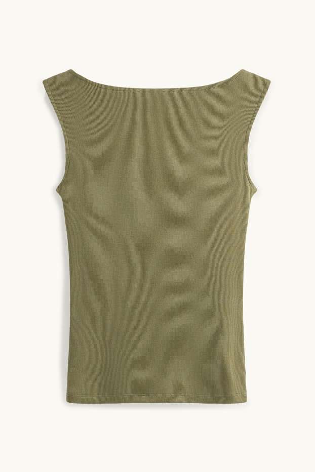 Femmes - Haut - finition côtelée - vert