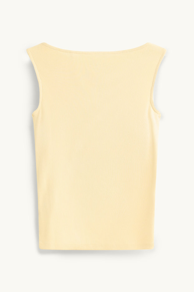 Femmes - Haut - finition côtelée - jaune