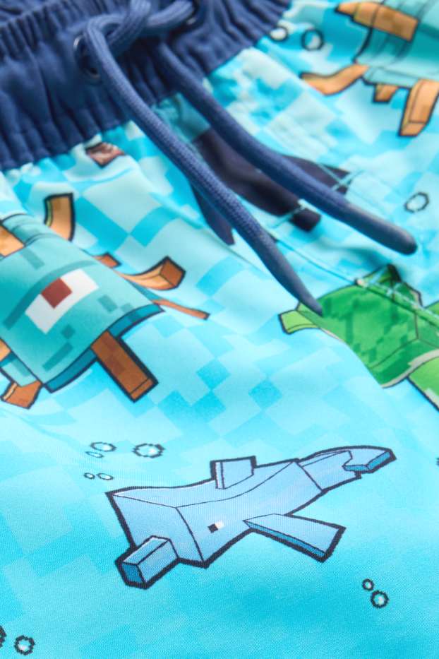 Enfants garçons - Minecraft - short de bain - bleu clair