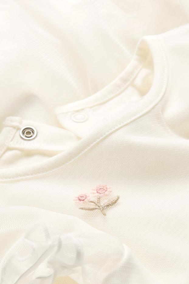 Baby Mädchen - Blümchen - Baby-Kleid - festlich - weiß