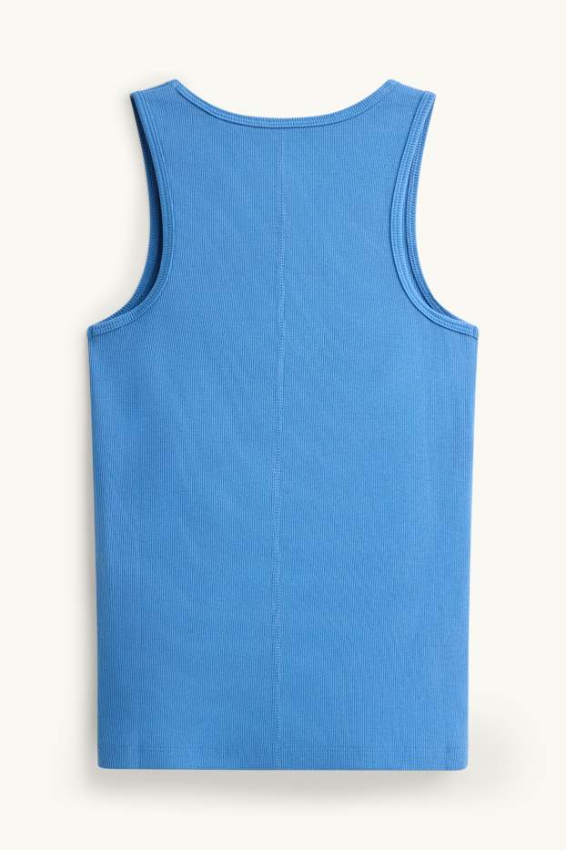 Damen - Top - gerippt - blau