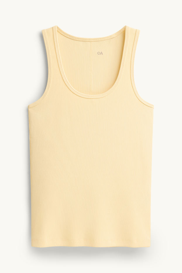 Damen - Top - gerippt - hellgelb