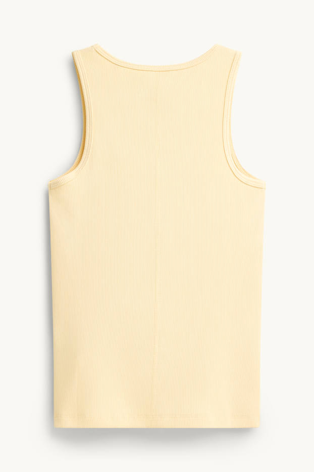 Damen - Top - gerippt - hellgelb
