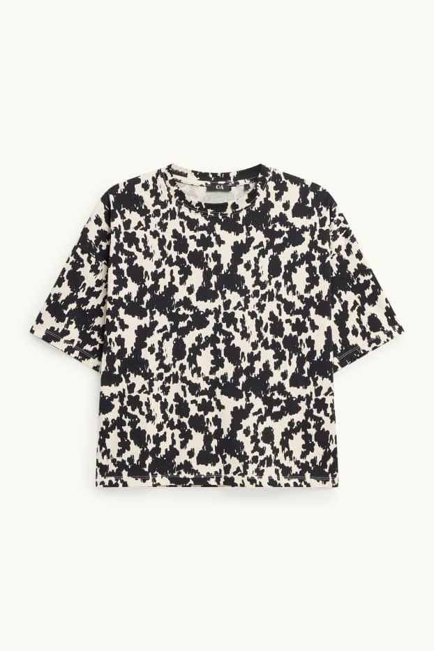 Femmes - T-shirt - relaxed fit - à motif - noir / blanc