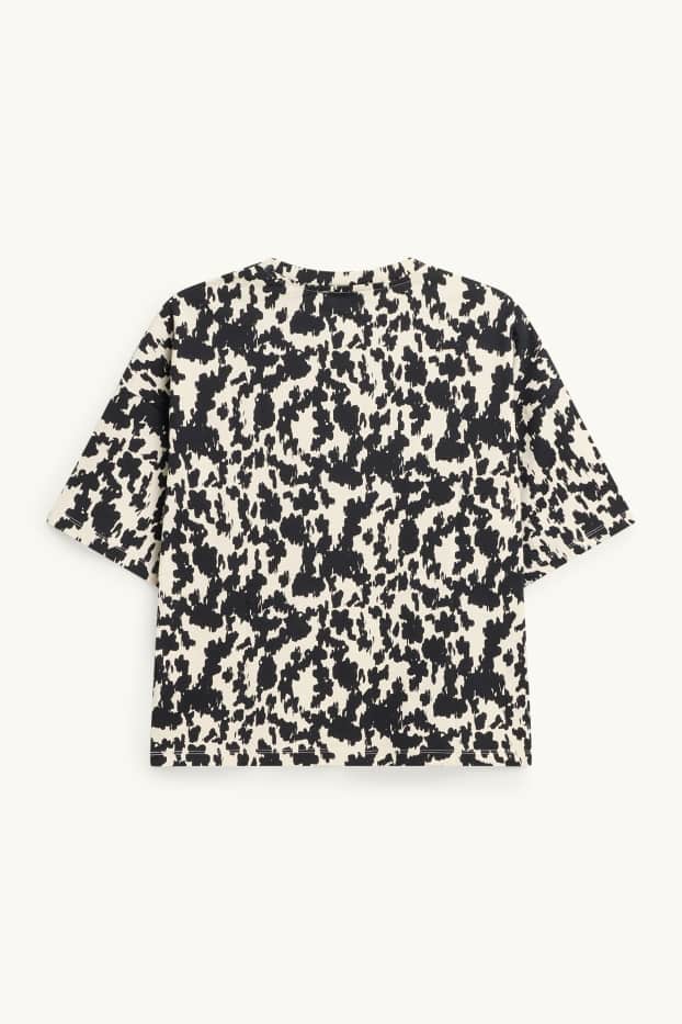 Femmes - T-shirt - relaxed fit - à motif - noir / blanc