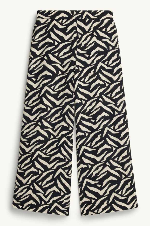 Dona - Pantalons de tela - mid waist - straight fit - estampats - blanc/negre
