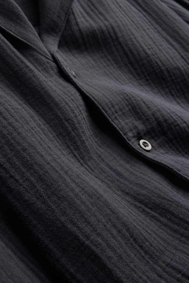 Home - Camisa - relaxed fit - coll solapa - negre