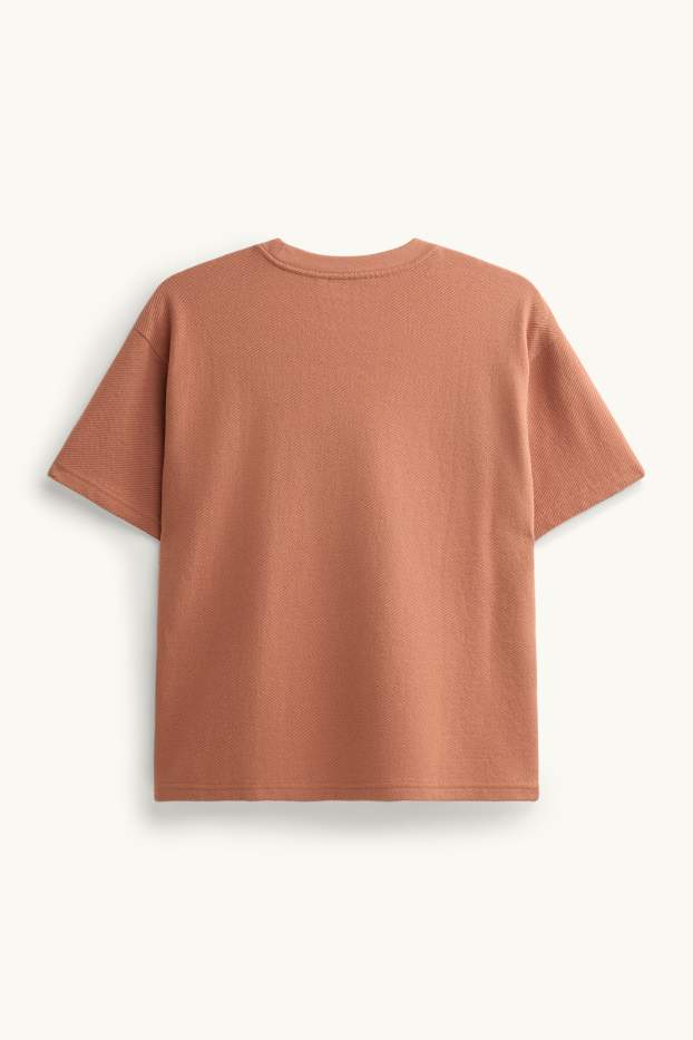 Enfants garçons - T-shirt - finition texturée - marron