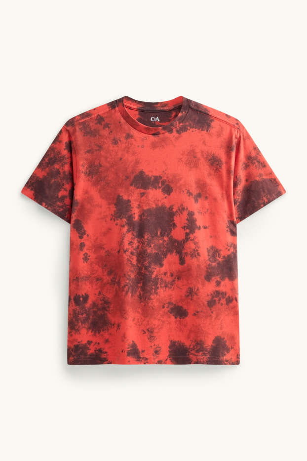 Kinder Jungen - Kurzarmshirt - gemustert - schwarz / rot