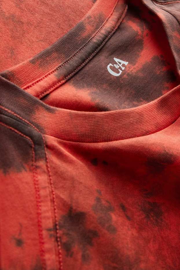 Kinder Jungen - Kurzarmshirt - gemustert - schwarz / rot