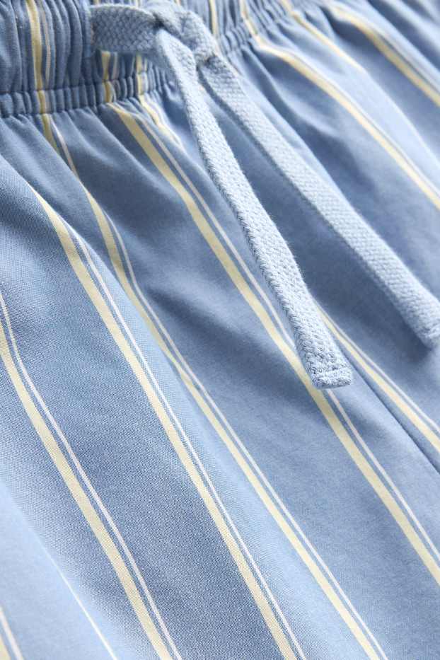 Herren - Pyjama-Shorts - gestreift - hellblau