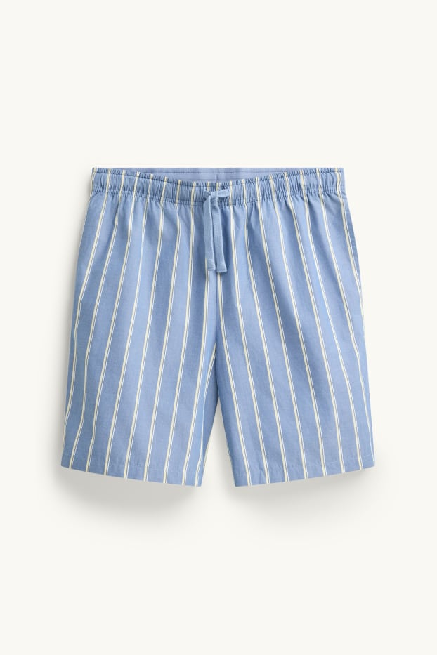Herren - Pyjama-Shorts - gestreift - hellblau