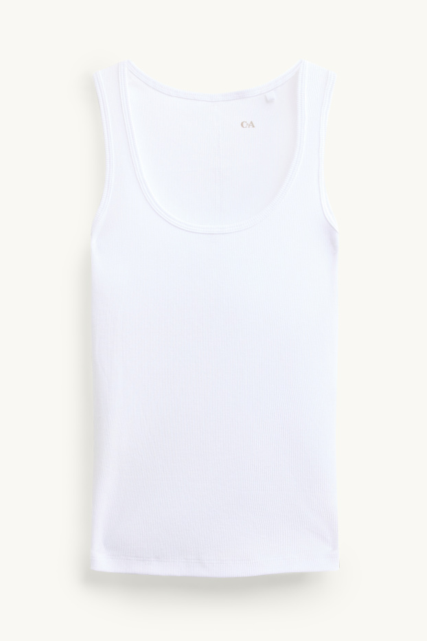 Dámské - Top - žebrovaný - bílá