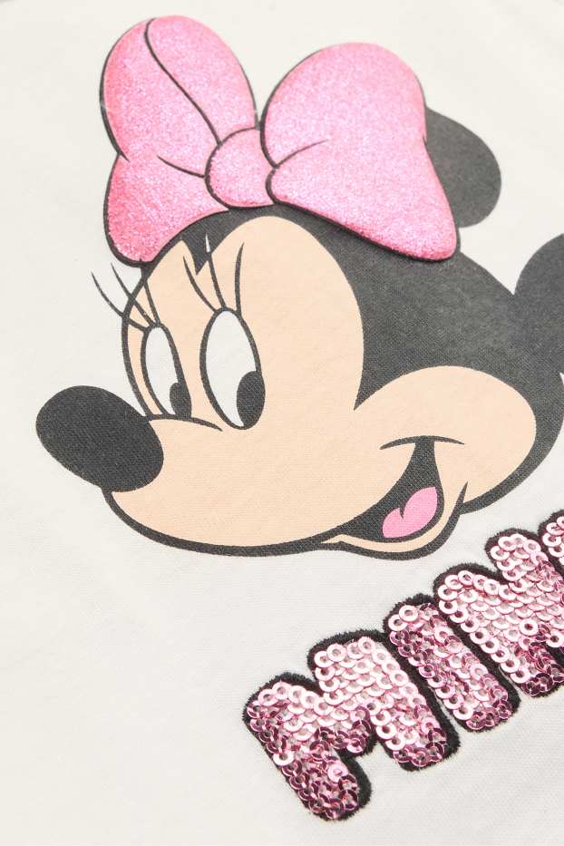 Kinder Mädchen - Minnie Maus - Top - Glanz-Effekt - weiss