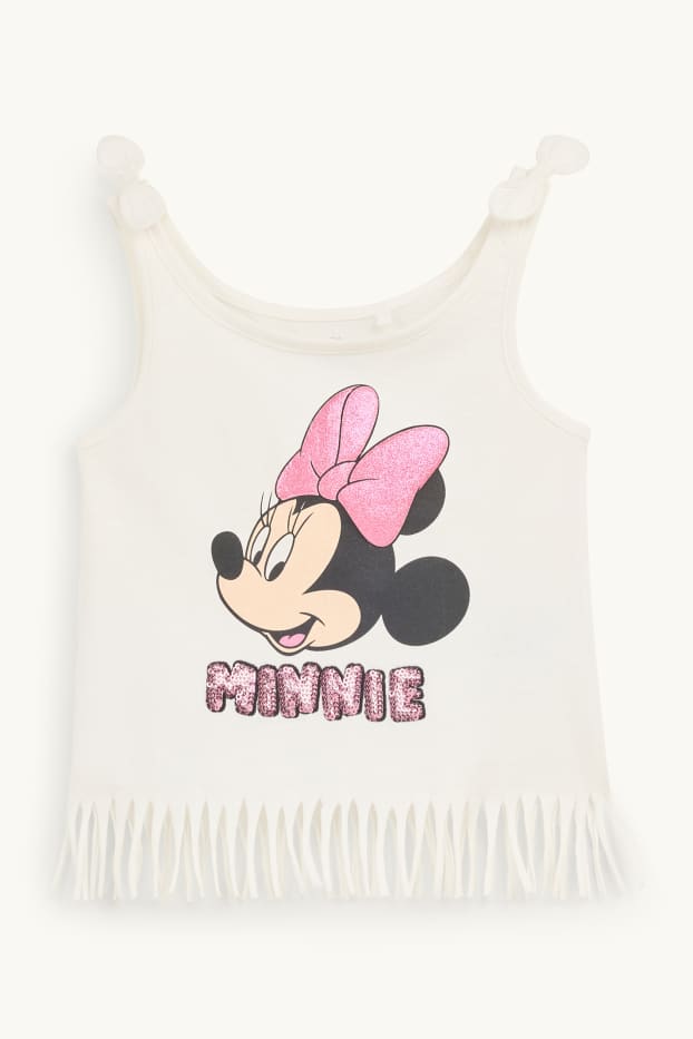 Kinder Mädchen - Minnie Maus - Top - Glanz-Effekt - weiss