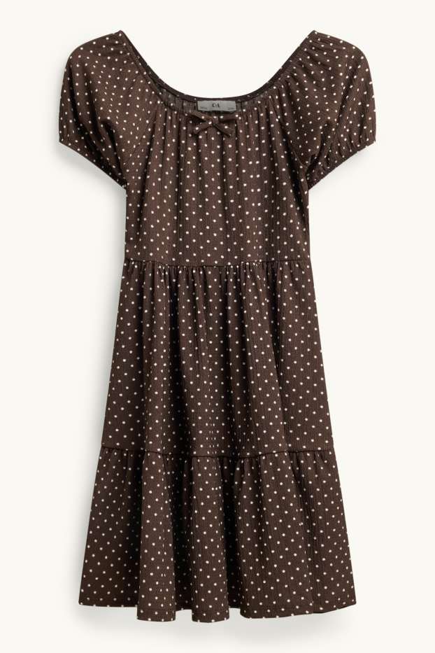 Kinder Mädchen - Kleid - gepunktet - braun